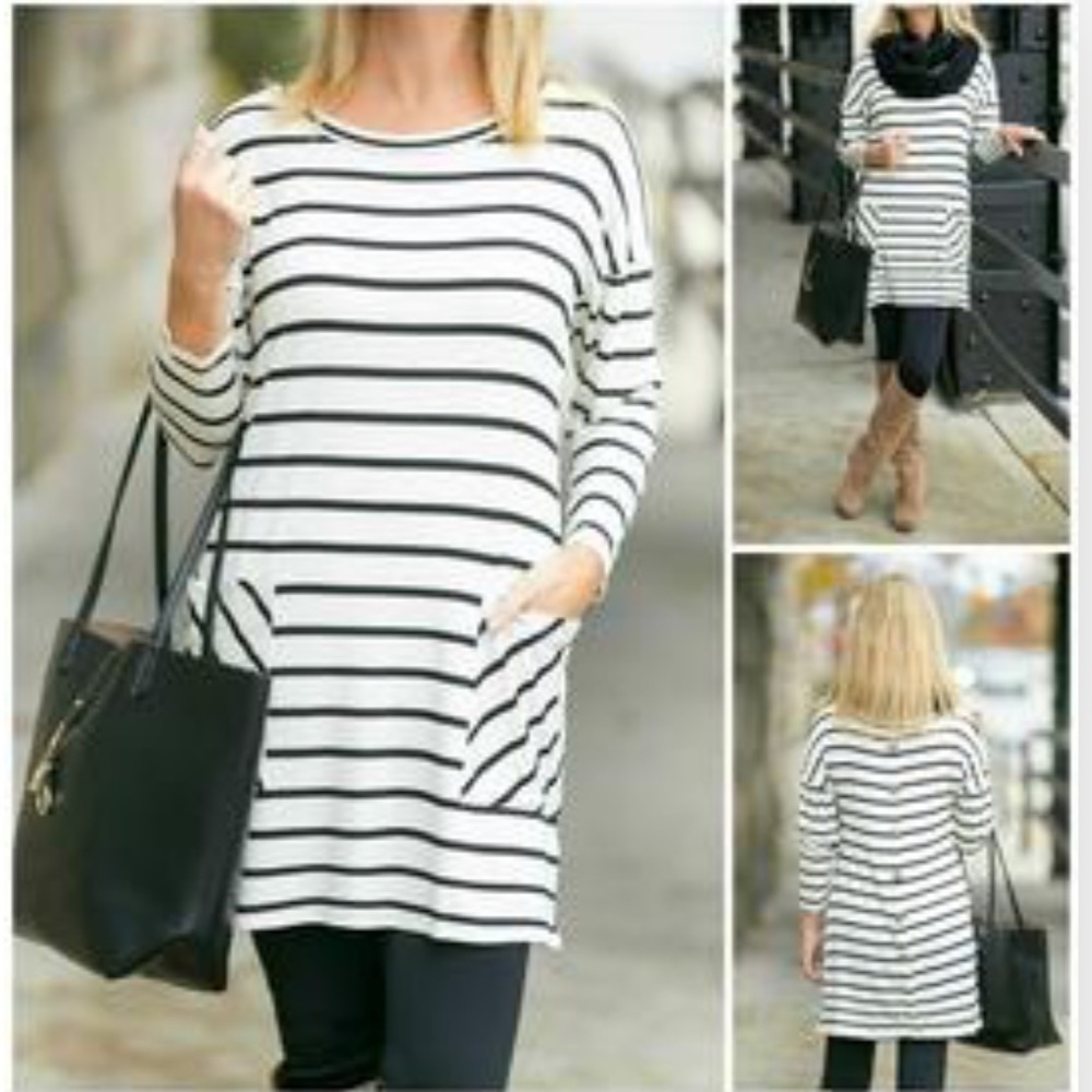 White and black striped tunic
